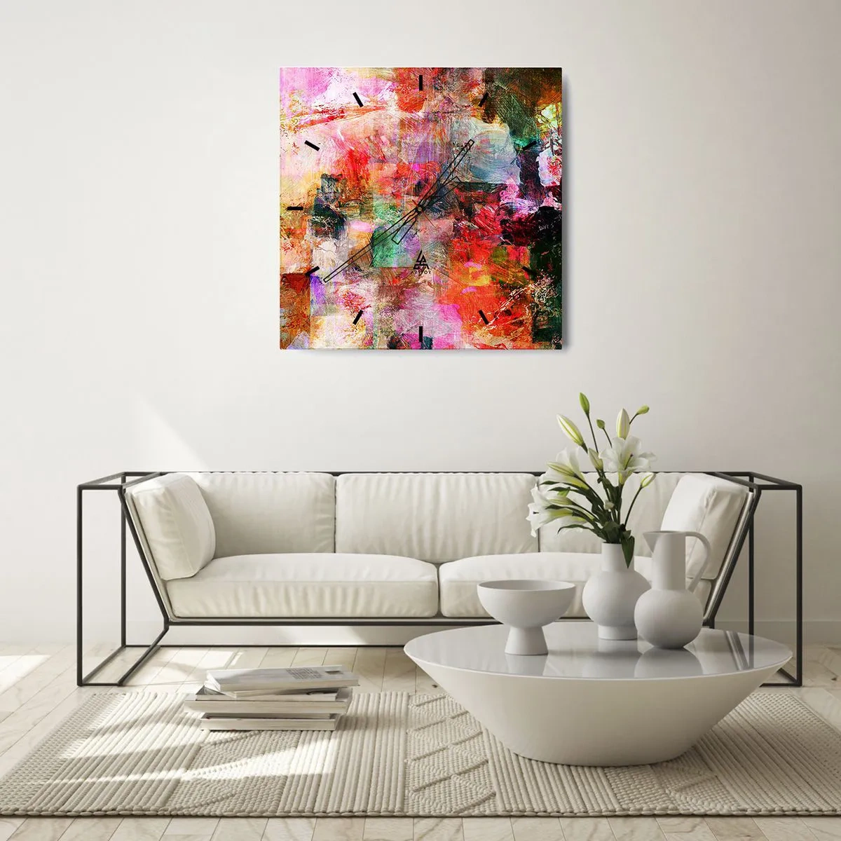 Ceas de perete - Ceas pe sticlă - O călătorie prin roz - 30x30 cm