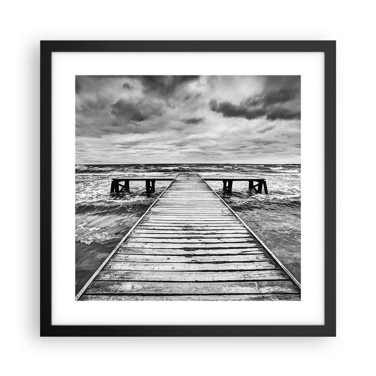 Poster în ramă neagră - Aștept ca vântul să fugărească... - 40x40 cm