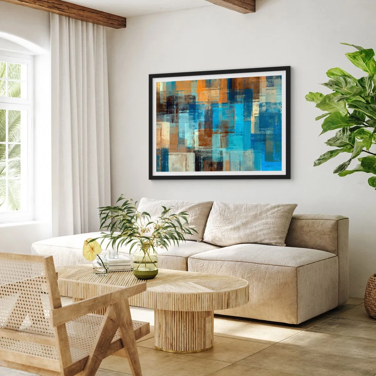 Poster în ramă neagră - Prin valul albastru - 70x50 cm