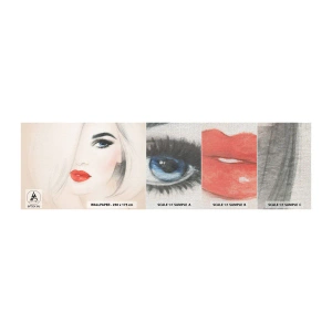 Mostră tapet Premium Canvas - Hipnotizează și intoxică - Portretul unei femei, Chipul de femeie, buze rosii - 100x30 cm