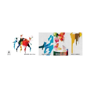 Mostră tapet Premium Sand - Toată lumea poate dansa - Abstracția, Elefant, Fluture - 100x30 cm