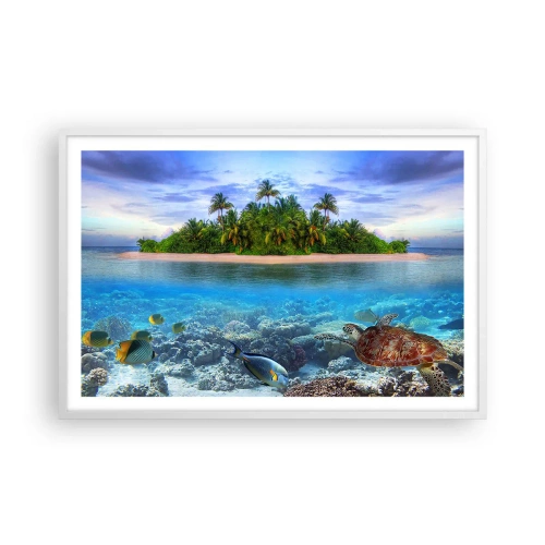 Poster în ramă albă - Insula paradisiacă vă invită - 91x61 cm