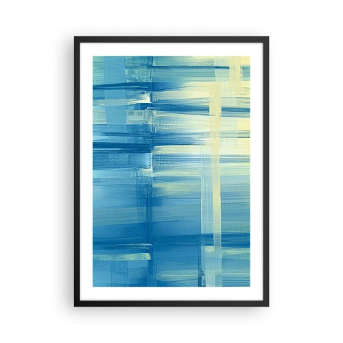 Poster în ramă neagră - Compoziție abstractă în nuanțe de albastru și galben - 50x70cm - Compoziție în turcoaz - Decorațiune modernă pentru perete pentru living și dormitor ARTTOR