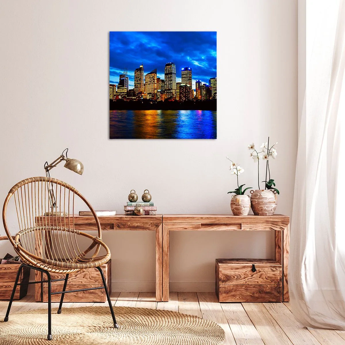 Tablou pe pânză - O noapte de lumini și culori - 70x70 cm