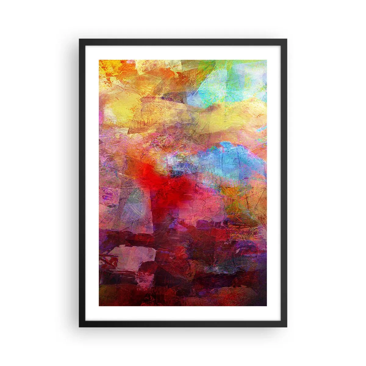 Poster în ramă neagră - Compoziții abstracte pline de culori și dinamică - 50x70cm - O privire în interiorul curcubeului - Decorațiune modernă pentru perete pentru living și dormitor ARTTOR