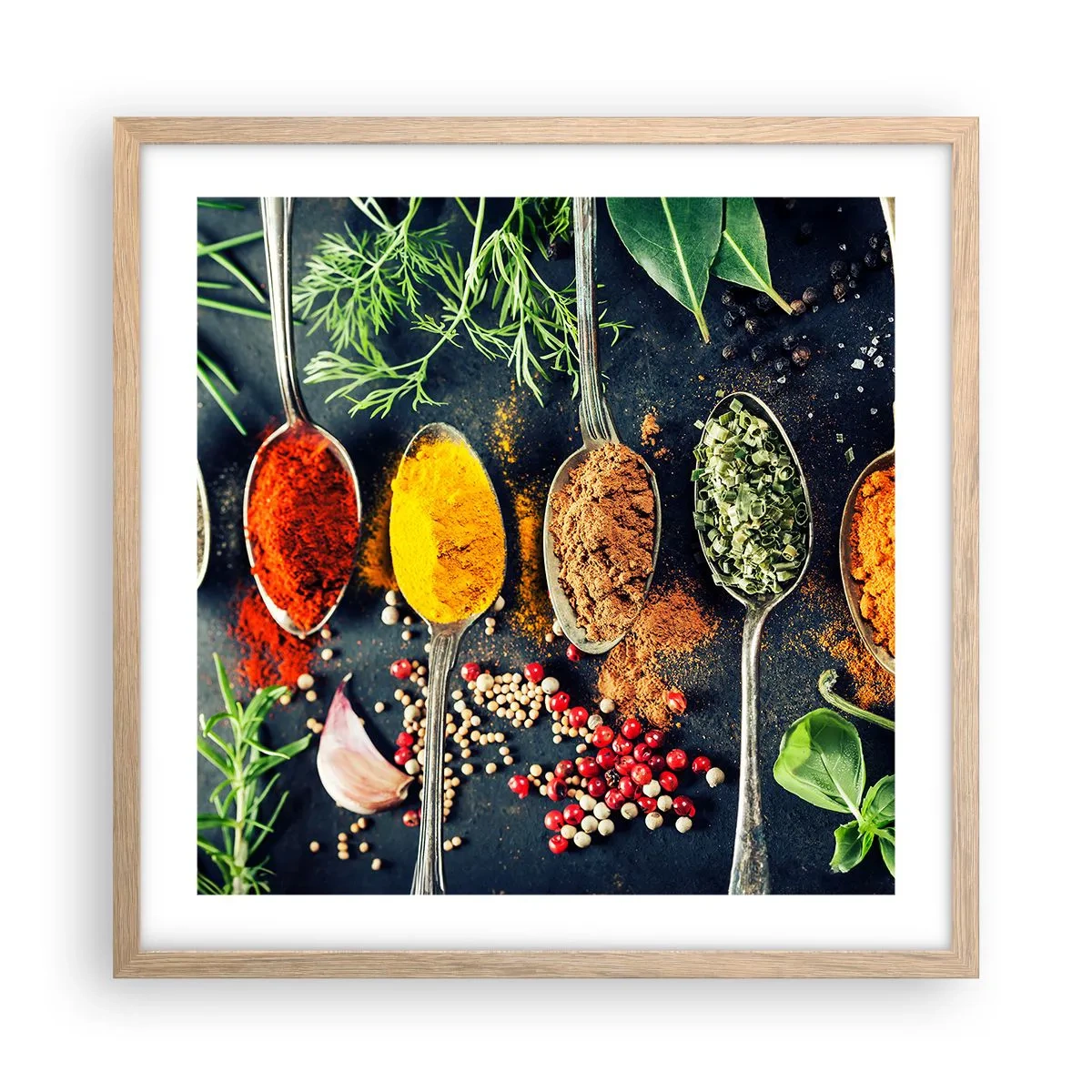 Poster în ramă de stejar deschis - Magie culinară - 50x50 cm