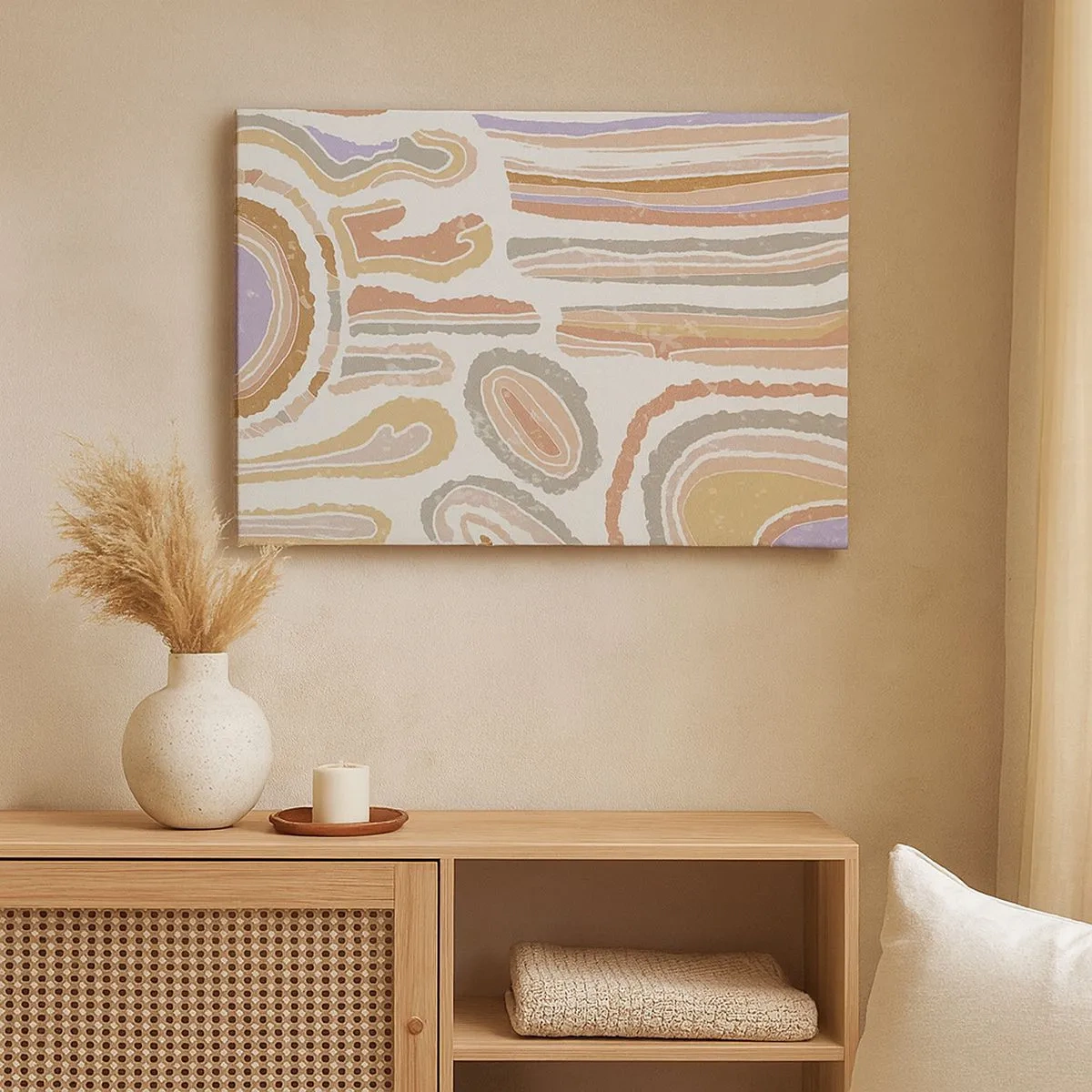 Tablou pe pânză Canvas - Secțiuni transversale colorate ale formelor abstracte - 70x50cm - Secțiuni colorate - Decorațiune modernă pentru perete pentru living și dormitor ARTTOR