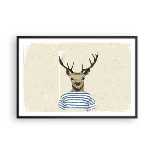 Poster în ramă neagră - Pentru că îmi plac cămășile cu dungi! - 91x61 cm