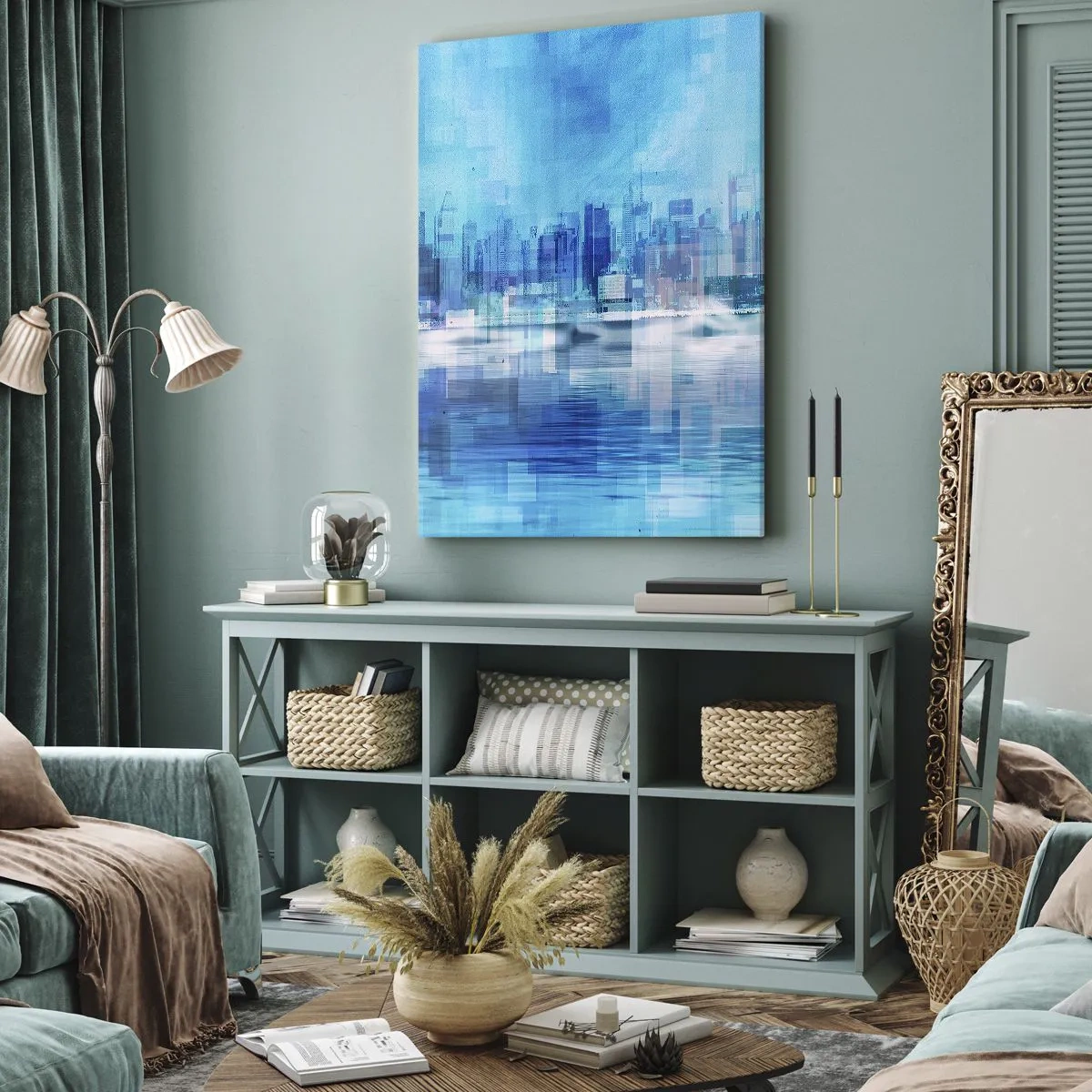 Tablou pe pânză - Înecate în albastru - 45x80 cm