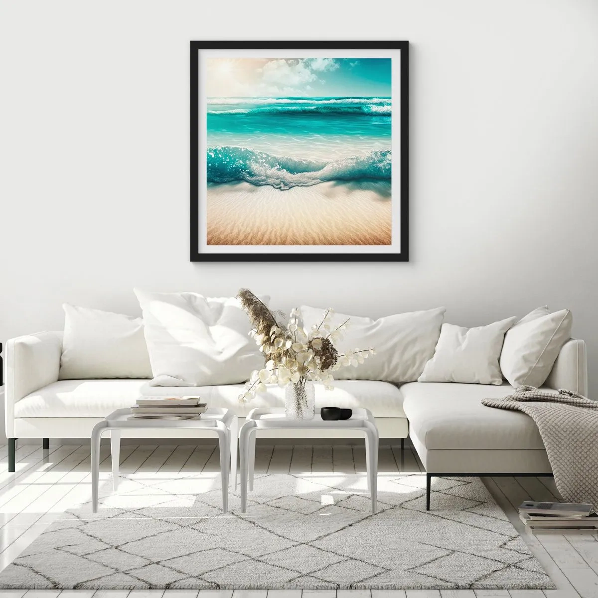 Poster în ramă neagră - Calmul oceanului - 30x30 cm