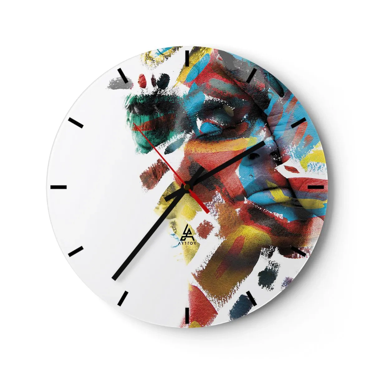 Ceas de perete - Ceas pe sticlă - Personalitate colorată - 40x40 cm