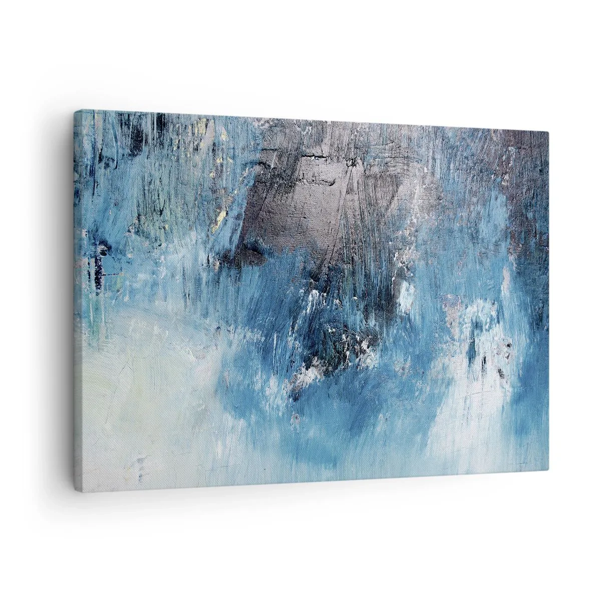 Tablou pe pânză Canvas - Tușe abstracte de pensulă în nuanțe de albastru - 70x50cm - Rapsodie albastră - Decorațiune modernă pentru perete pentru living și dormitor ARTTOR