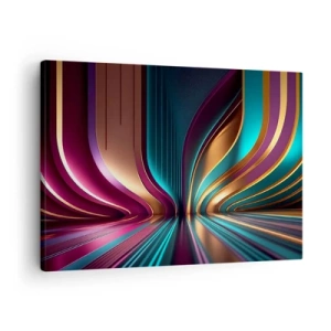 Tablou pe pânză Canvas - Abstracție futuristă cu culori și curbe intense - 70x50cm - Arhitectură de lumină - Decorațiune modernă pentru perete pentru living și dormitor ARTTOR