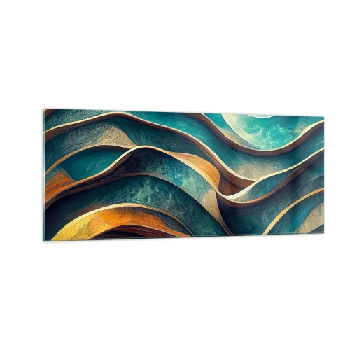 Tablou pe sticlă - Meandre de albastru - 100x40 cm