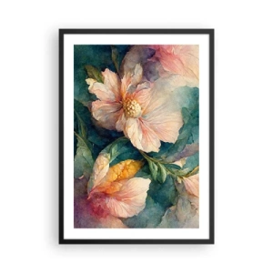Poster în ramă neagră - Flori delicate în stil acuarelă - 50x70cm - Subtilitate pură - Decorațiune modernă pentru perete pentru living și dormitor ARTTOR
