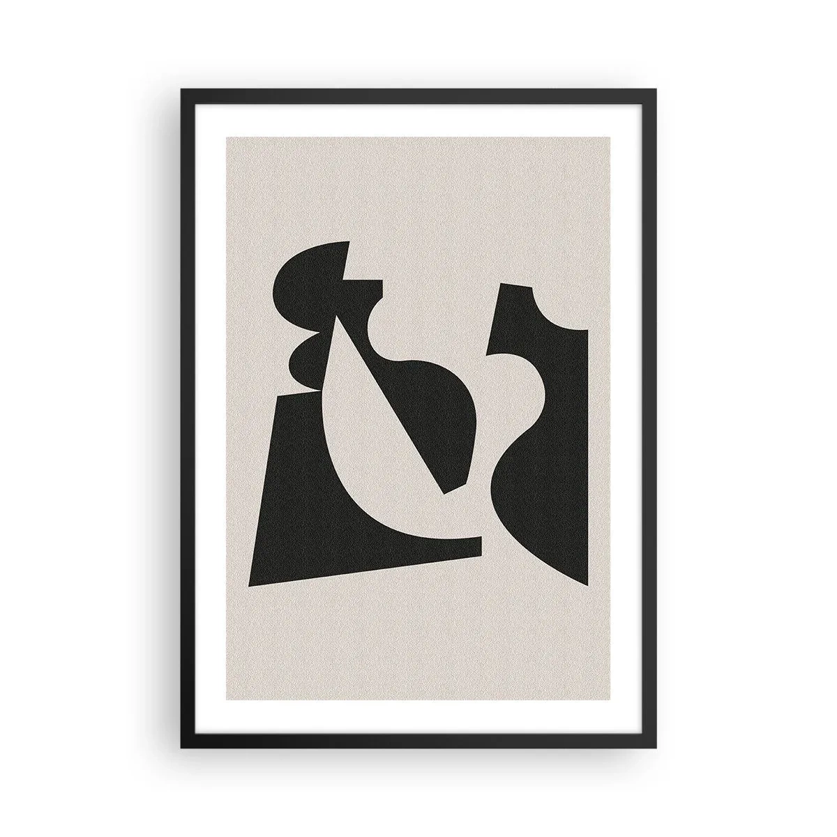 Poster în ramă neagră - Compoziție geometrică abstractă în negru și bej - 50x70cm - Pentru autoasamblare - Decorațiune modernă pentru perete pentru living și dormitor ARTTOR