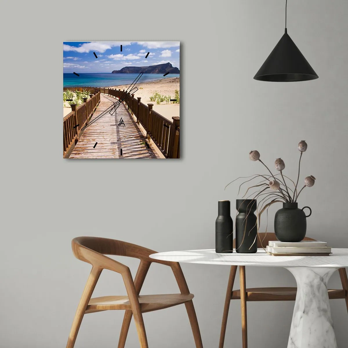 Ceas de perete - Ceas pe sticlă - Du-mă în insulele fericite - 30x30 cm