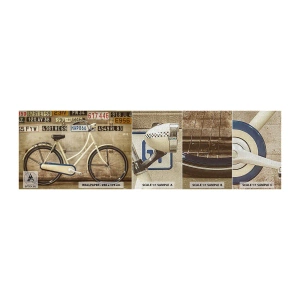 Mostră tapet Premium Canvas - Fără complexe - mural, Bicicleta, Farfurii - 100x30 cm