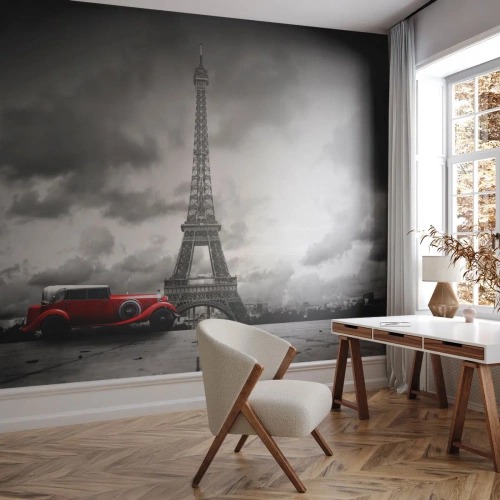 Tapet Premium Sand - Nu cu mult timp în urmă, la Paris - Automobile, turnul Eiffel, Paris - 500x350 cm