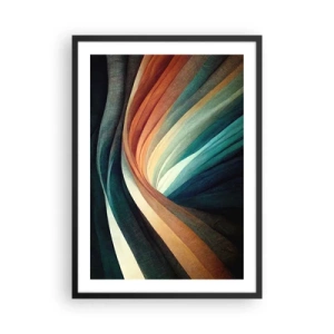 Poster în ramă neagră - Benzi abstracte colorate învârtite - 50x70cm - Țesute din culori - Decorațiune modernă pentru perete pentru living și dormitor ARTTOR