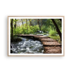 Poster în ramă de stejar deschis - Cascadă spumoasă - 100x70 cm