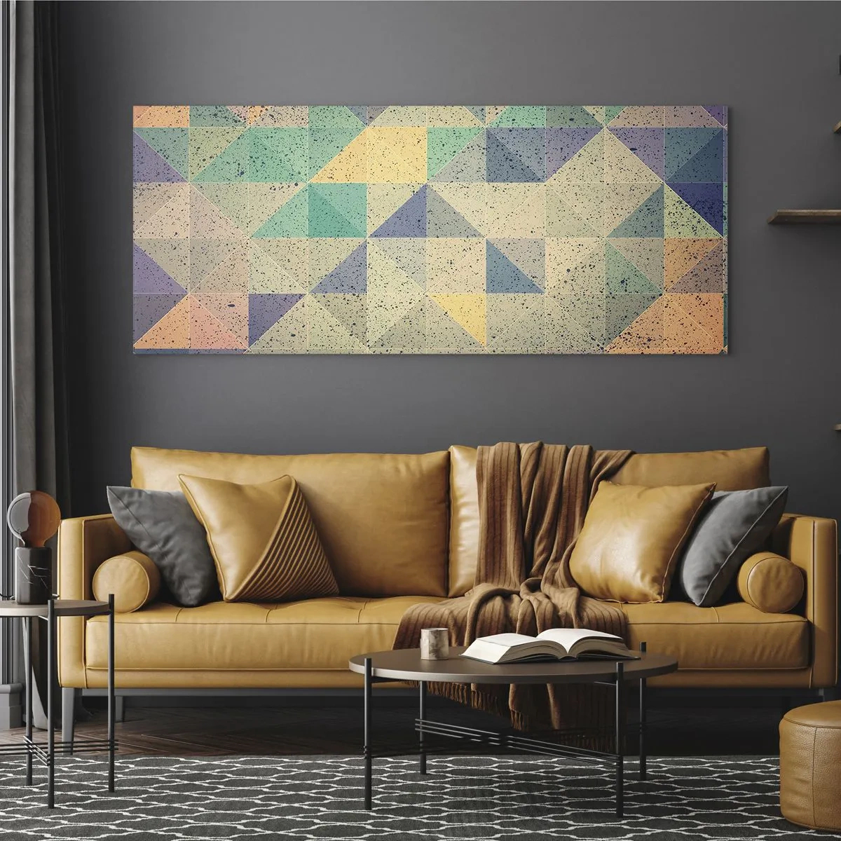 Tablou pe sticlă - Republica triunghiurilor - 100x40 cm