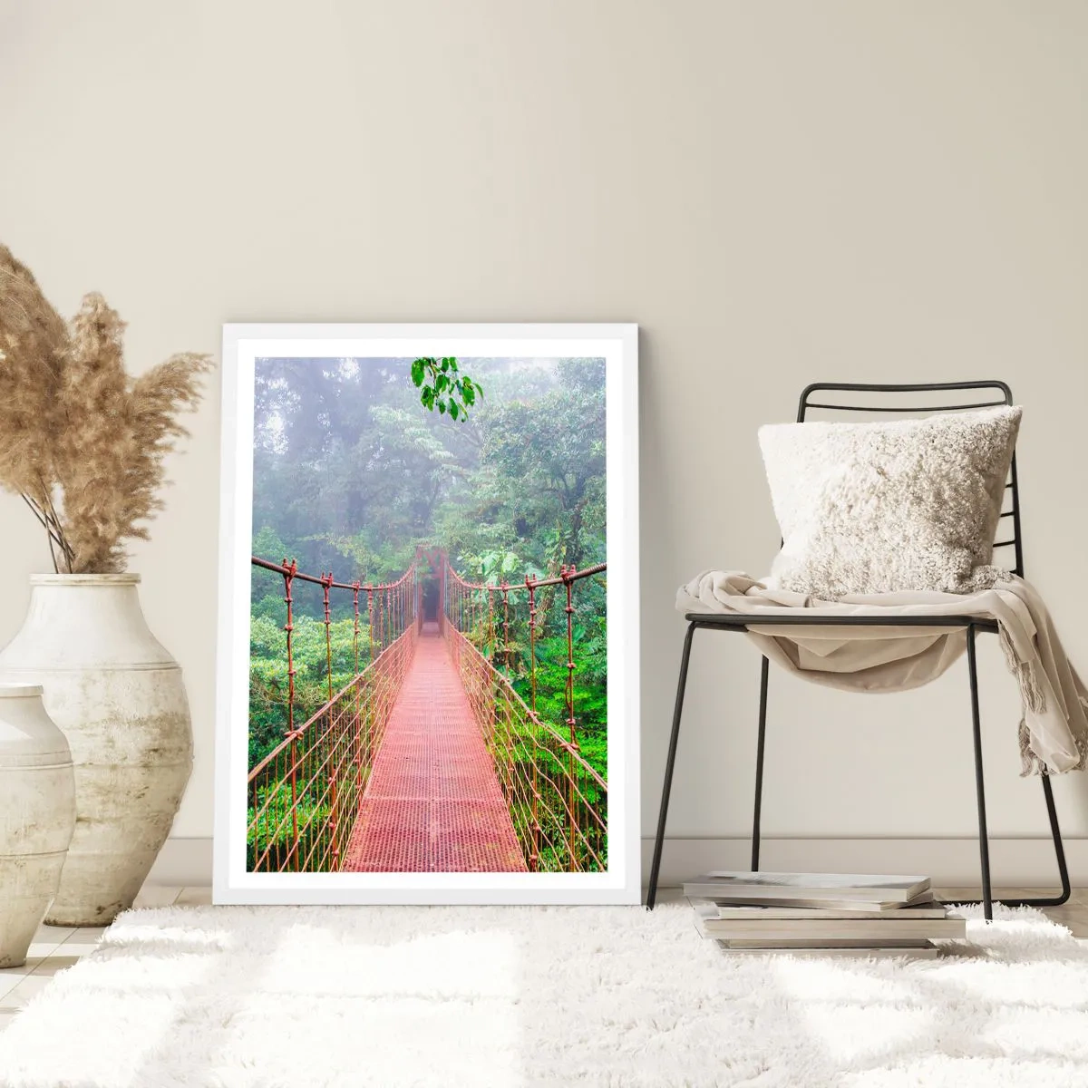 Poster în ramă albă - Suspendat deasupra coroanelor arborilor - 30x40 cm