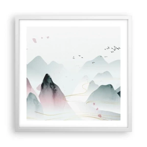 Poster în ramă albă - Peste vârfuri - 50x50 cm