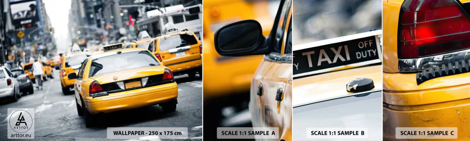 Mostră de Tapet Standard Eco - Doar în acest oraș - Oraș, New York, Taxi - 100x30 cm