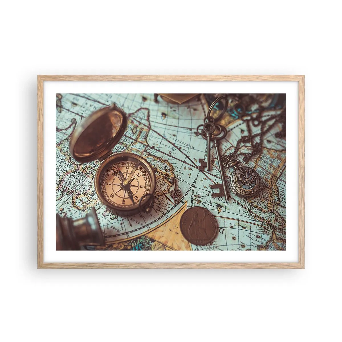 Poster în ramă de stejar deschis - Pentru aventurierul din tine - 70x50 cm