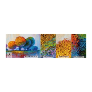 Mostră tapet Premium Canvas - Coroanele culorilor - Abstracția, Peisaj, Copaci - 100x30 cm