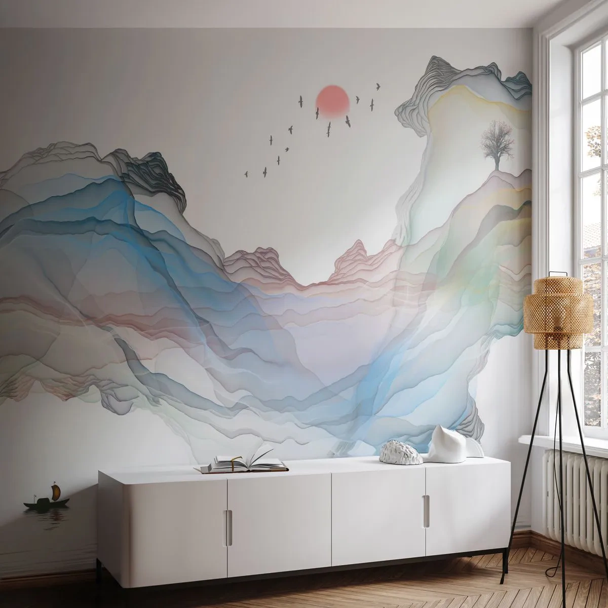 Tapet Premium Sand - Spre munții de cristal - Abstracția, Fantezie, Peisaj - 100x70 cm