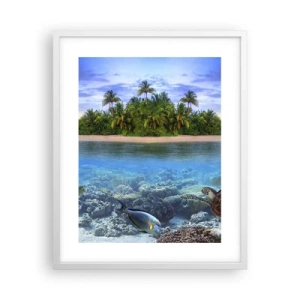 Poster în ramă albă - Insula paradisiacă vă invită - 40x50 cm