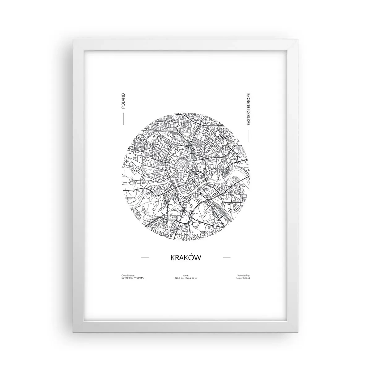 Poster în ramă albă - Anatomia Cracoviei - 30x40 cm