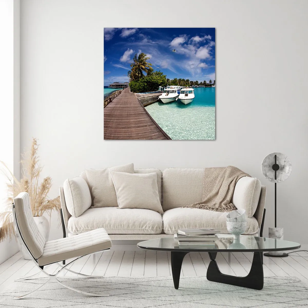 Tablou pe sticlă - Și totuși paradisul există - 50x50 cm