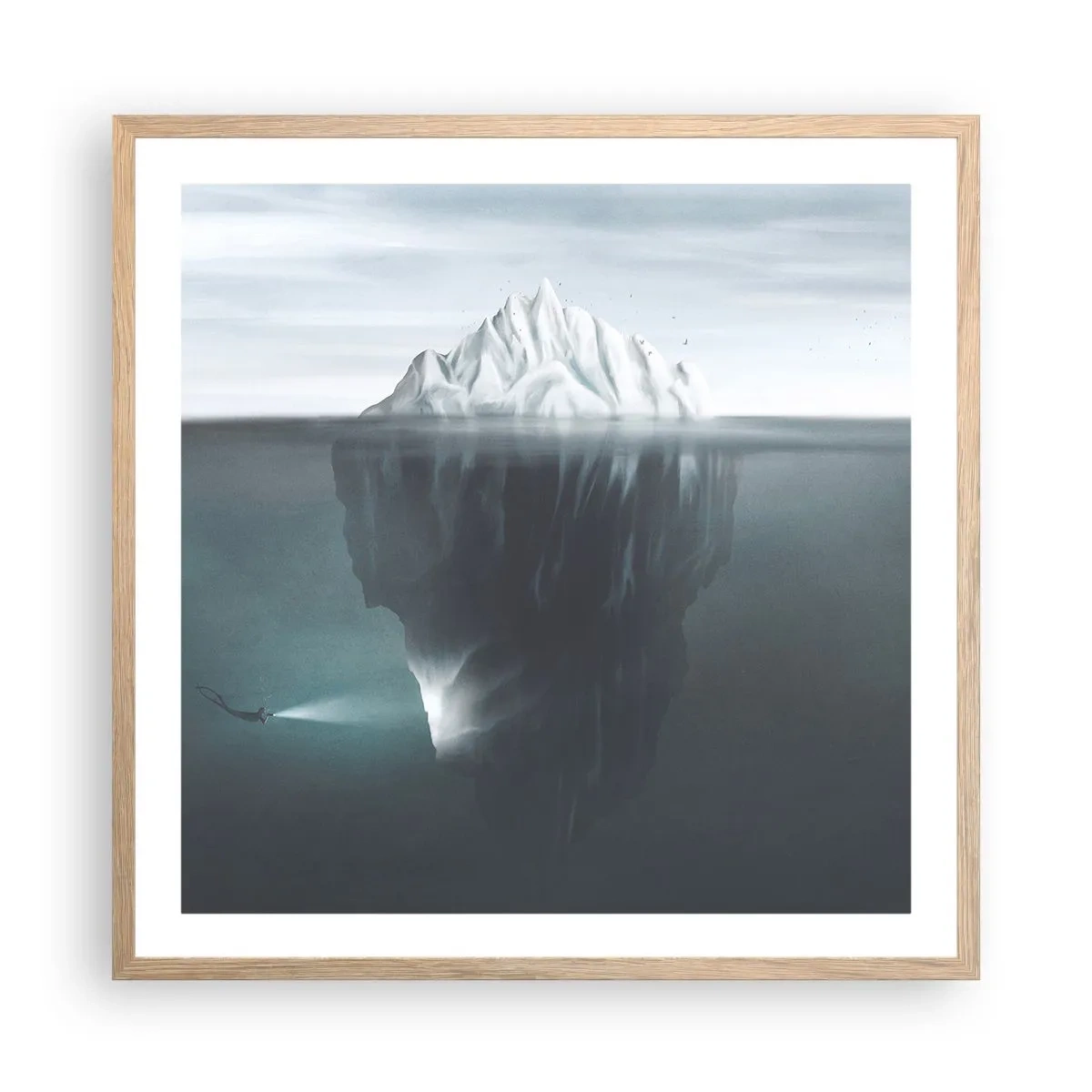 Poster în ramă de stejar deschis - Un mister subacvatic - 60x60 cm
