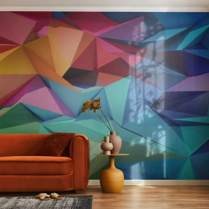 Tapet Autoadeziv Deluxe Sticker - Origami de curcubeu - Abstracția, 3D, Grafică - 250x175 cm