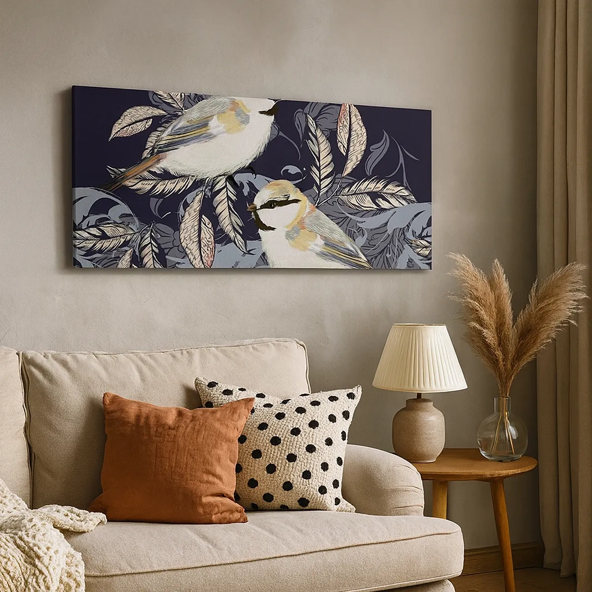 Tablou pe pânză - Ciripirile galben-albastru - 30x30 cm