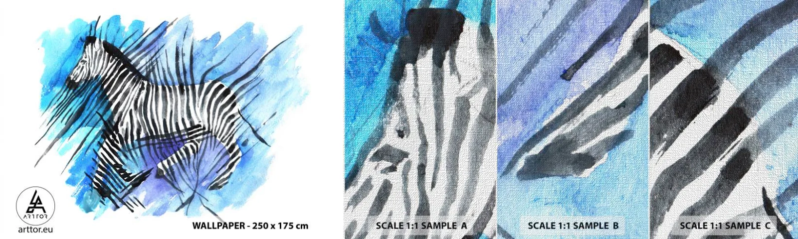 Mostră tapet Premium Canvas - Ascunsă în dungi - Animale, Coaste, Africa - 100x30 cm