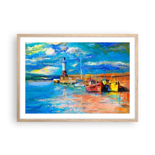 Poster în ramă de stejar deschis - După-amiază în golful de curcubeu - 70x50 cm