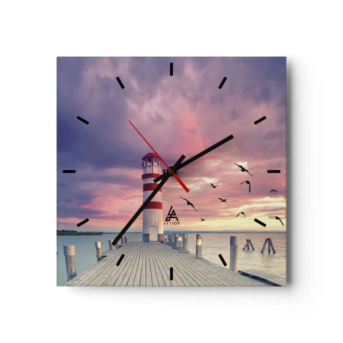 Ceas de perete - Ceas pe sticlă - Să ne întoarcem în port - 30x30 cm