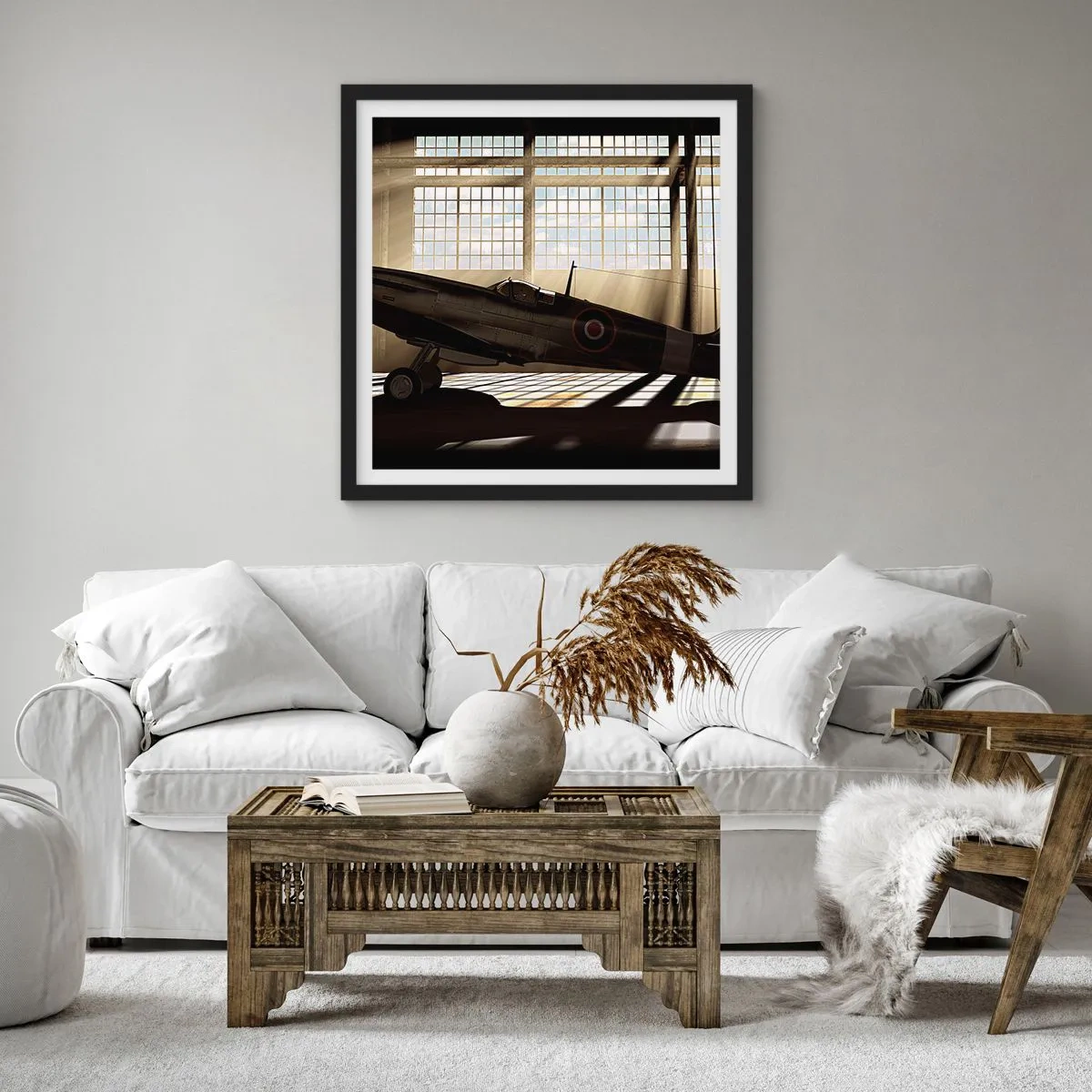 Poster în ramă neagră - Odihna războinicului - 30x30 cm