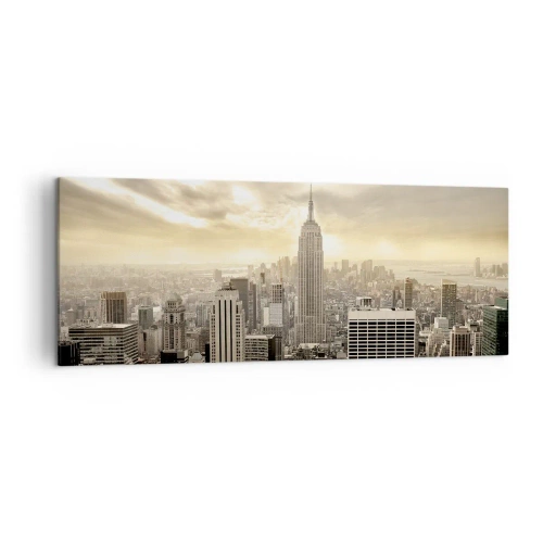 Tablou pe pânză - New York țesut din gri - 140x50 cm