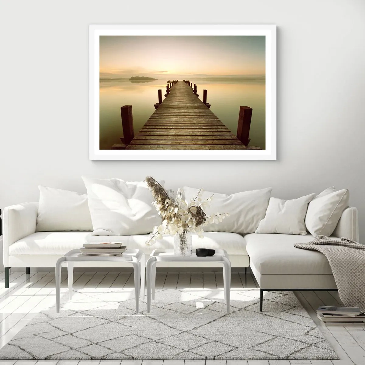 Poster în ramă albă - Înainte de răsărit, zori, lumină - 70x50 cm