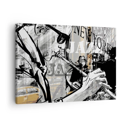 Tablou pe pânză Canvas - Scena de jazz din New York - 70x50cm - În ritmul New York-ului - Decorațiune modernă pentru perete pentru living și dormitor ARTTOR