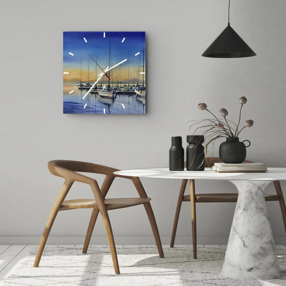 Ceas de perete - Ceas pe sticlă - Sfârșitul unei zile bune - 30x30 cm