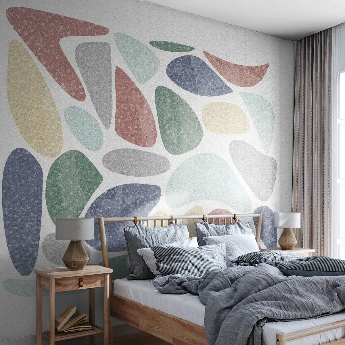 Tapet Autoadeziv Deluxe Sticker - Un mozaic de culori pudrate - Minimalism, Pastel, Boho - 150x105 cm