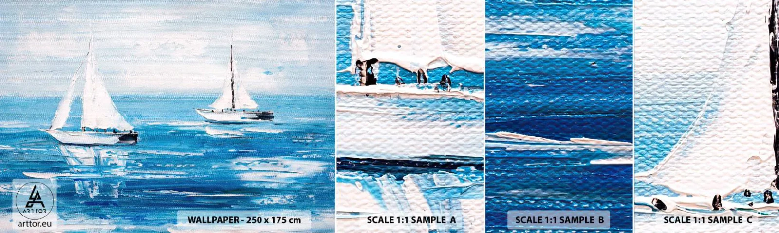 Mostră tapet autocolant Deluxe Sticker - Cu un prieten alături de tine - Peisaj, Barci cu pânze, Nautic - 100x30 cm