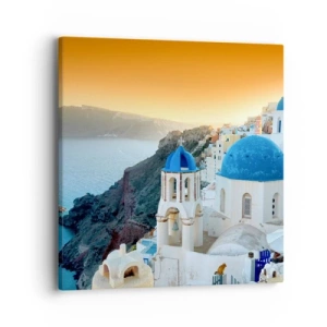 Tablou pe pânză - Santorini - îmbrățișat de stânci - 40x40 cm