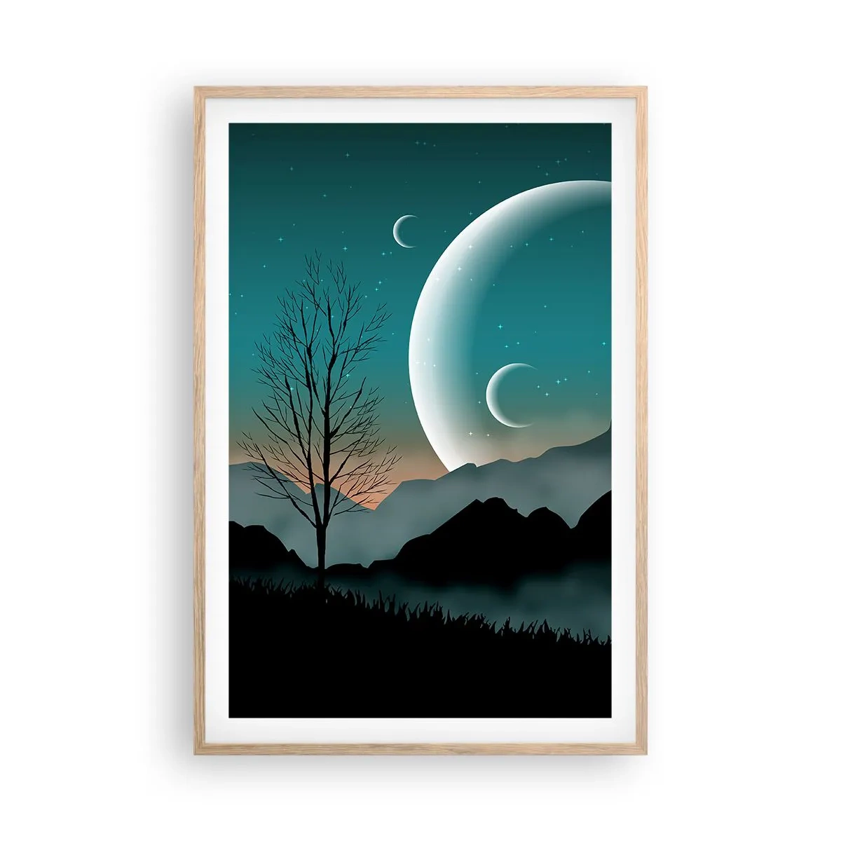 Poster în ramă de stejar deschis - Carnavalul unei nopți înstelate - 61x91 cm